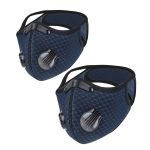 Pair of breathable mesh face masks with dual filter valves and adjustable fit.