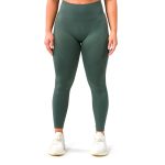 Women’s seamless high-waist olive green workout leggings.