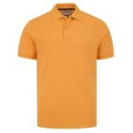 Solid mustard yellow short sleeve polo shirt with a classic collar.