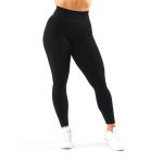 Women’s seamless high-waist black full-length leggings.