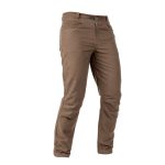 Men’s brown slim-fit stretch chinos with button closure and classic pocket design.