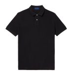 Classic black short sleeve polo shirt with a button-up collar.