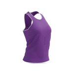 Purple ladies’ racerback singlet with breathable athletic design.