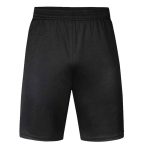 Men’s black athletic shorts with elastic waistband, ideal for workouts and sports.