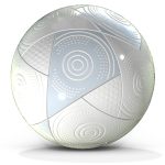 Futuristic white football with embossed circular patterns and glossy finish