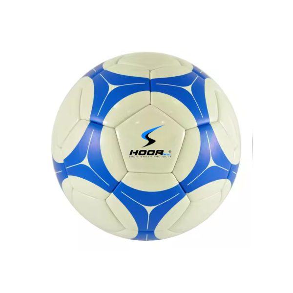 Blue and white stitched football by HoorIntl ideal for training and matches