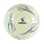 White stitched football with red and blue swirl design by HoorIntl.